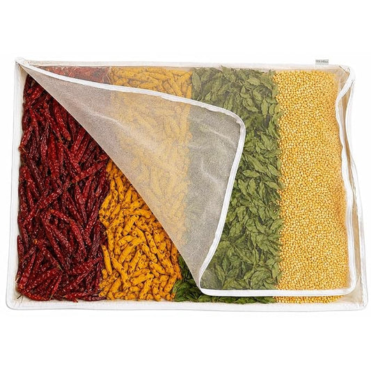 Papad Drying Cloth with Net Zip (72x72 cm)| Food Drying Cloth for Sun Drying | Reusable Mesh Drying Mat for Papad, Millets, Grains, & Dry Fruits | Protects from Birds, Dust & Insects