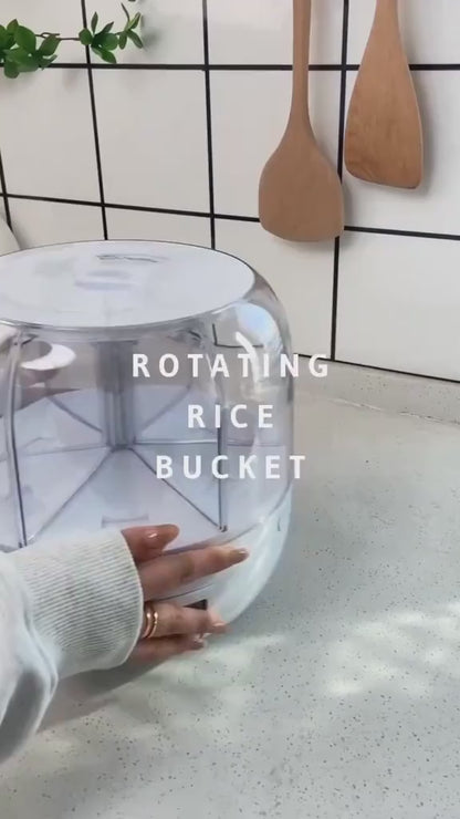 6-Grid Rotating Food Dispenser - Rice Bucket Storage Tank